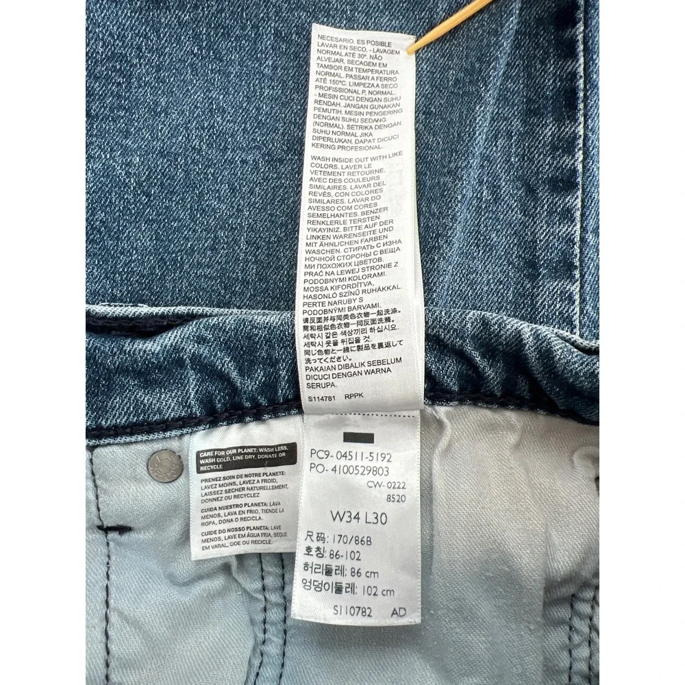 Levis Jeans 34x30 511 Slim Fit Mens Medium Wash Blue Distressed Classic Denim